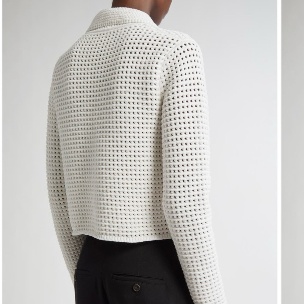 Vince Block Stitch Cardigan in Optic White Size L - Picture 3 of 10